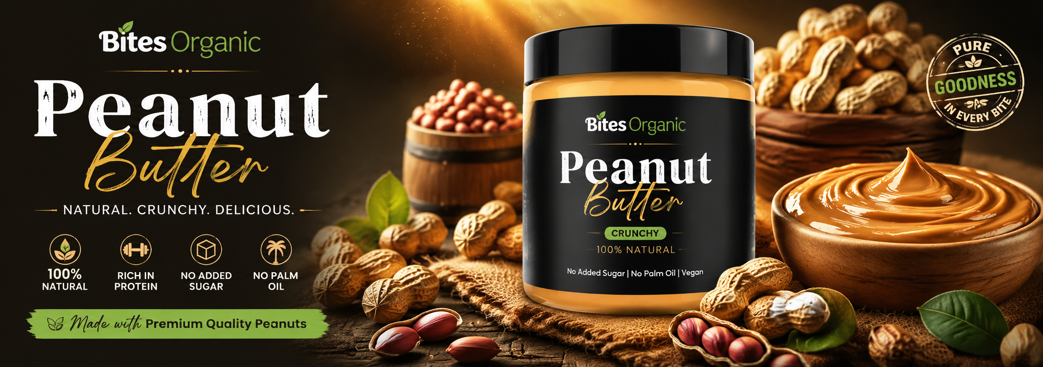 Bites Organic Peanut Butter — Natural, Crunchy, Delicious